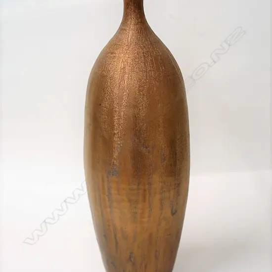Ian Firth metallic gold glazed bottle form vase