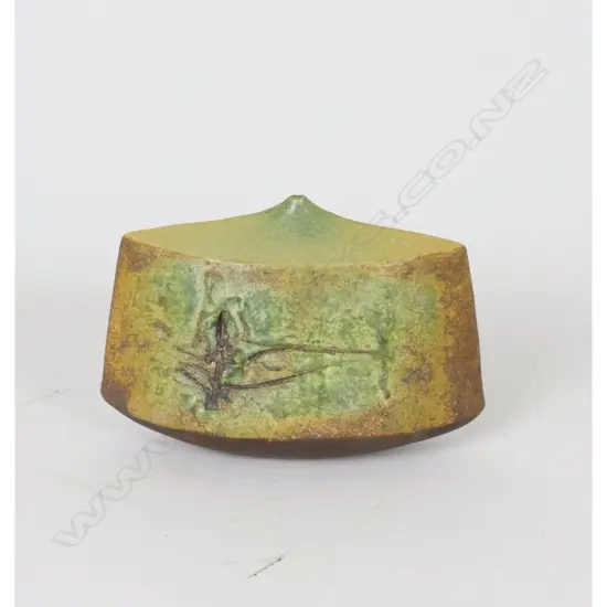 Ian Firth mountain form vase of mildly tapered lozenge form