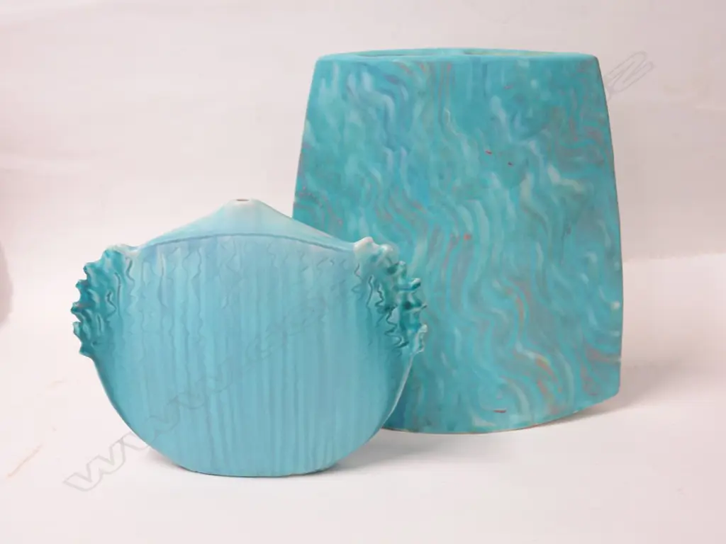 Two Ian Firth matt blue glazed vases Image 1++