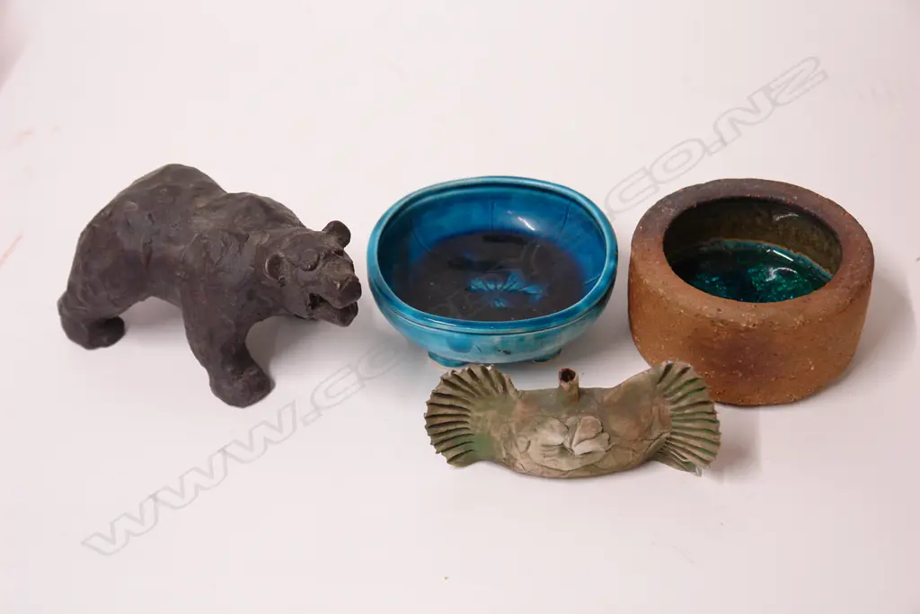 Three Ian Firth pottery pieces and another Image 1++