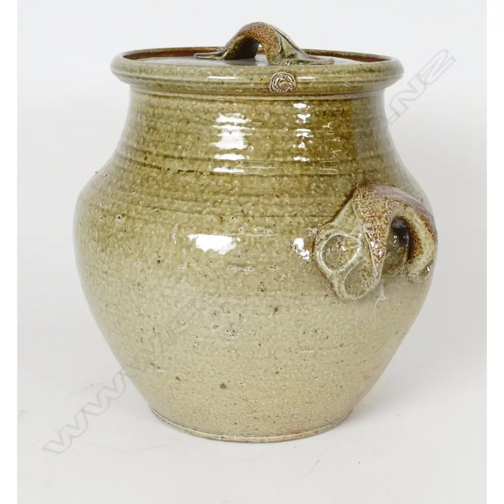 A large salt glazed lidded pot Image 1++