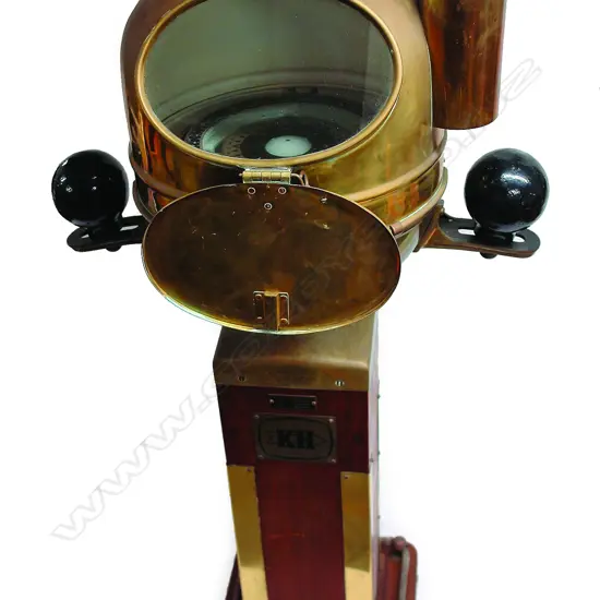 A vintage Kelvin & Hughes Ltd of England brass cased ship's binnacle compass
