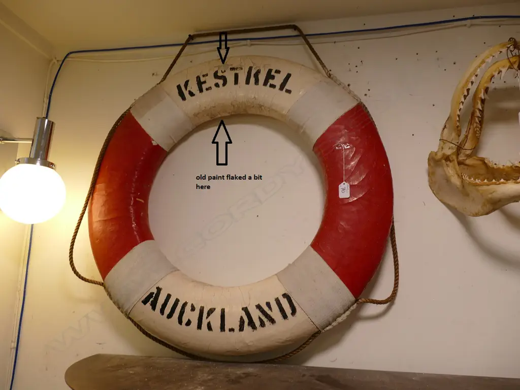 A vintage mid 20thC life ring from the Auckland Ferry 'Kestrel' Image 1++