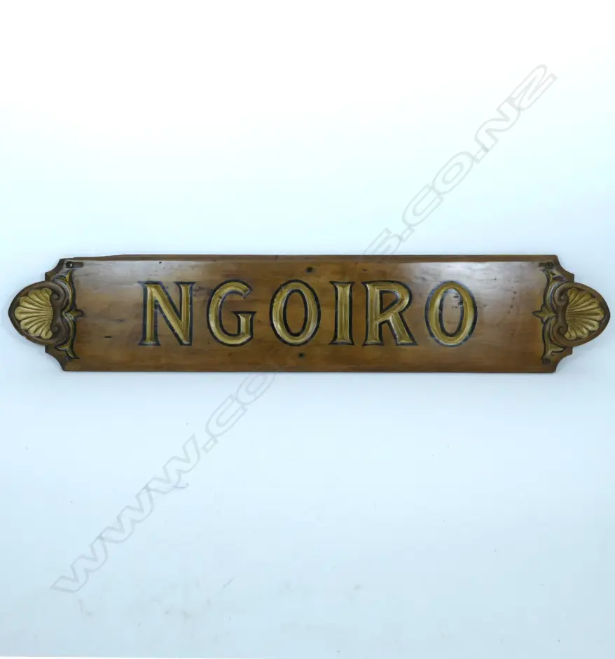 An old carved kauri ship's name plaque Image 1++