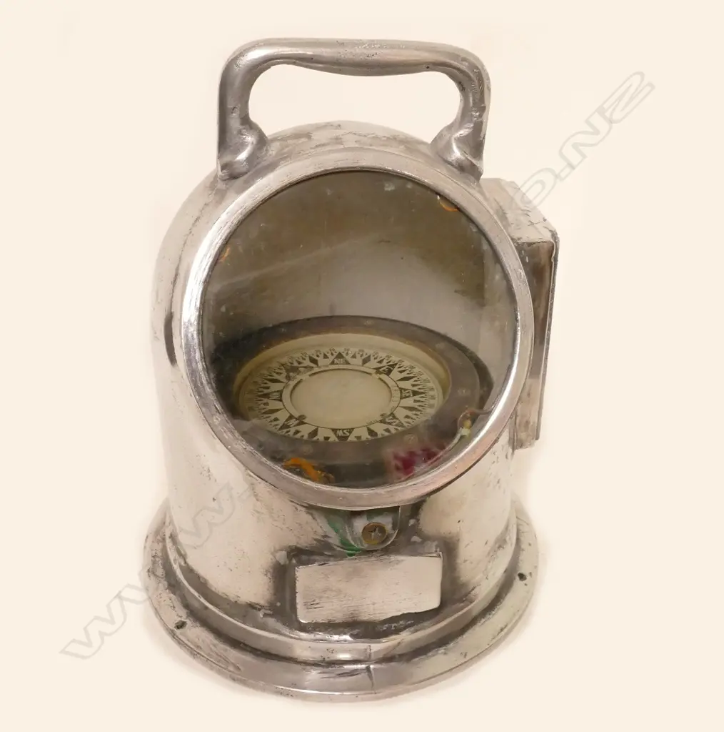An old silver-plated ship's binnacle compass Image 1++