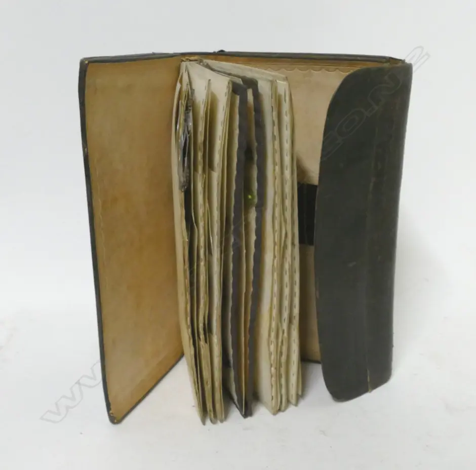 A late Victorian large brown leather fly wallet with flies Image 1++