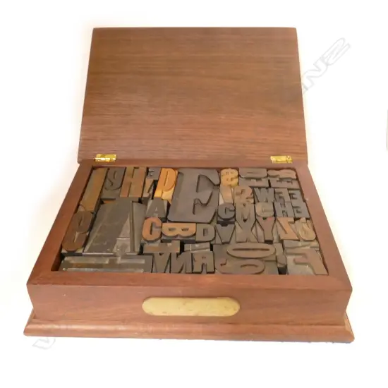 A box of old wooden printer's type