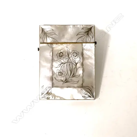 A Victorian engraved mother-of-pearl card case