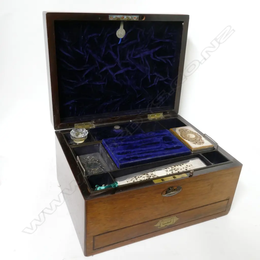 A Victorian black walnut dressing case Image 1++