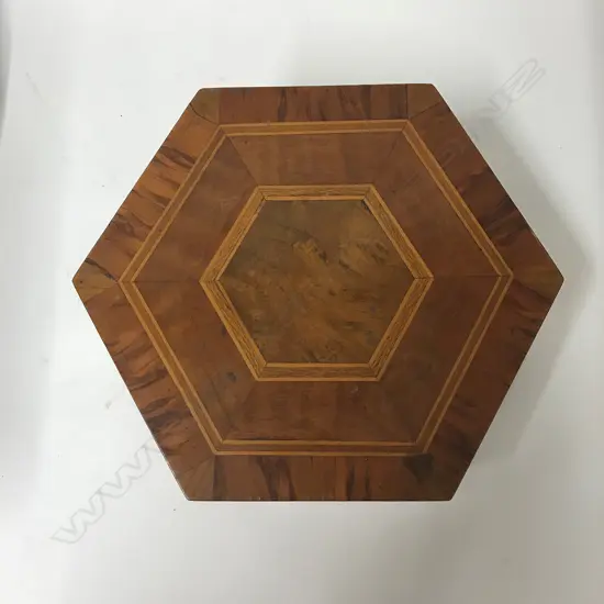 A hexagonal native woods shaped box