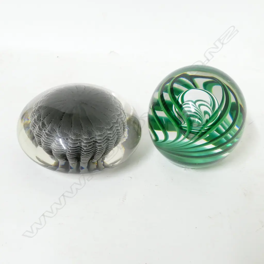 Two Swedish glass paperweights Image 1++