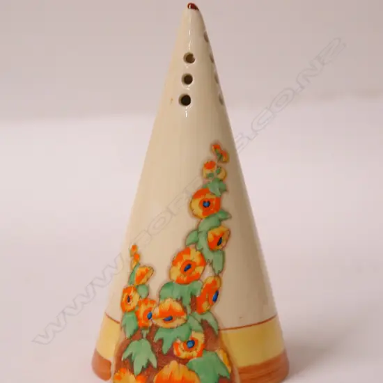 A Clarice Cliff Bizarre conical sifter