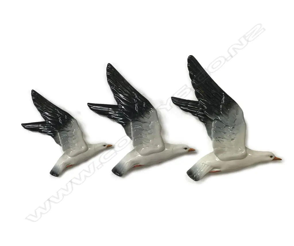 A set of three Beswick gulls in flight Image 1++