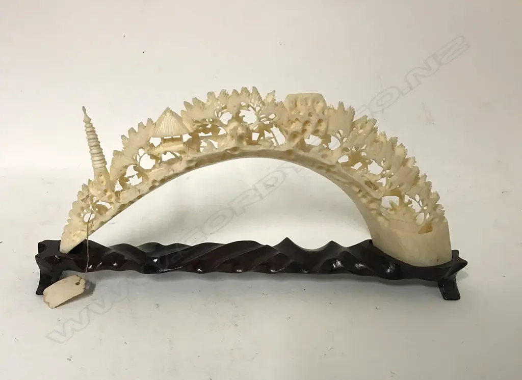 A Chinese carved hippo tusk Image 1++