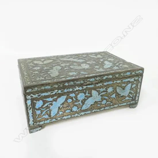 An enamel and silver plated Chinese box
