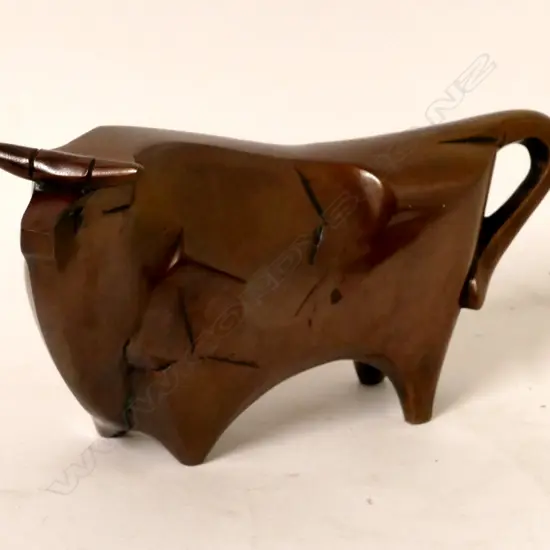 A bronze sculpture of a bull by Sotaro Saegusa (Japan 1911-2006)