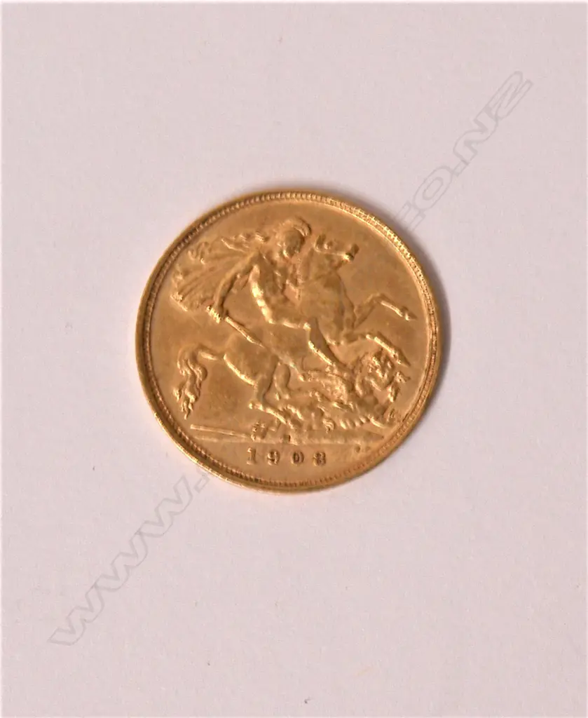 A 1908 gold half-sovereign Image 1++