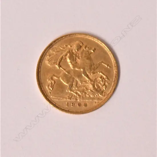 A 1908 gold half-sovereign