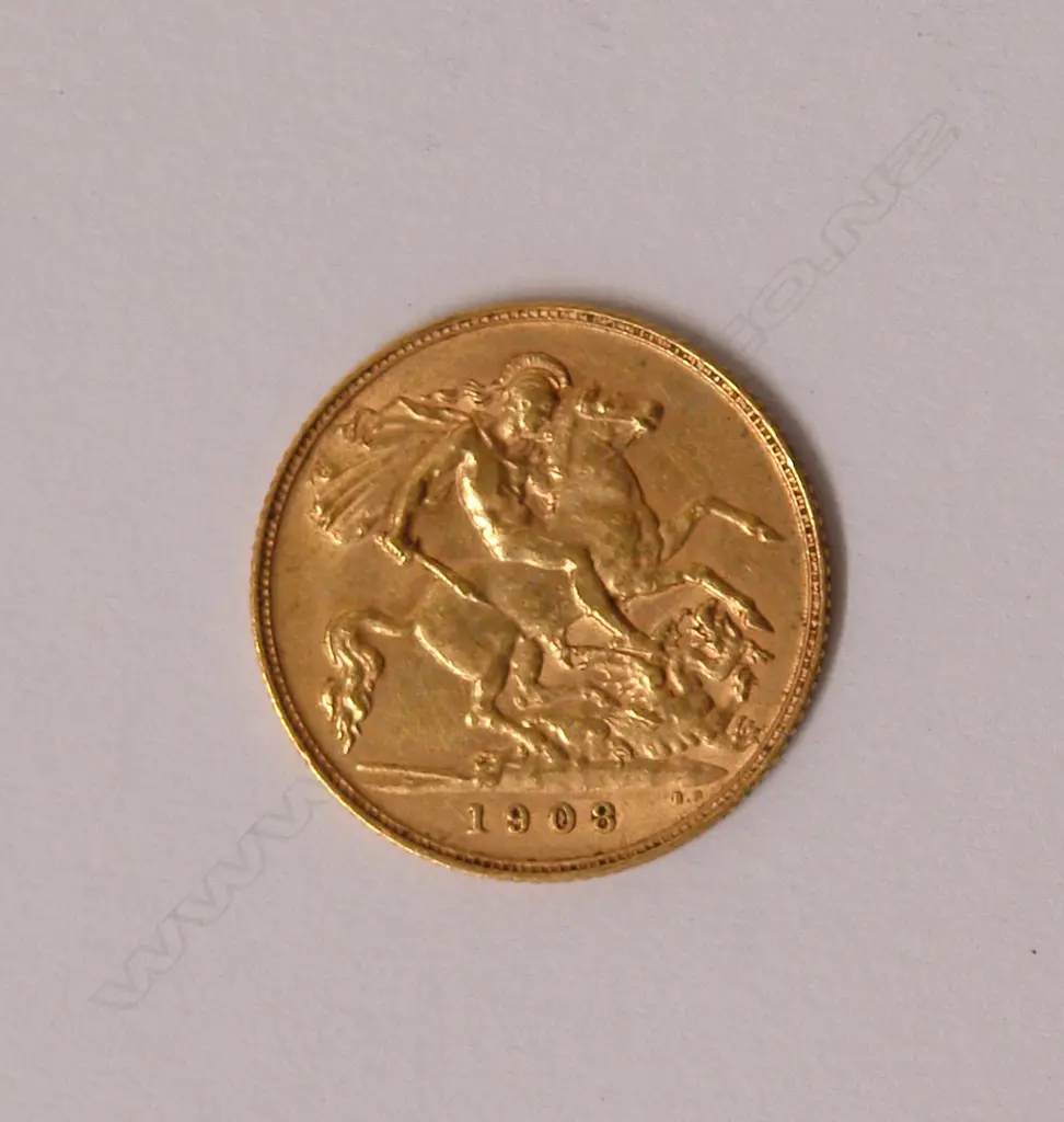 A 1908 gold half-sovereign Image 1++
