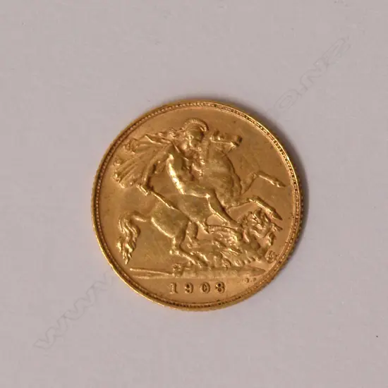 A 1908 gold half-sovereign