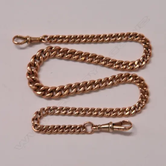 A c.1900 9ct. yellow gold curb link fob chain