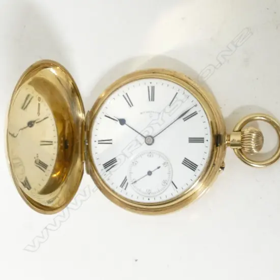 A 9ct. yellow gold Rotherham hunter pocket watch