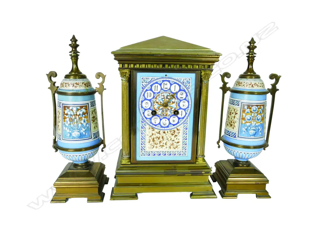 An unusual three-piece clock garniture Image 1++