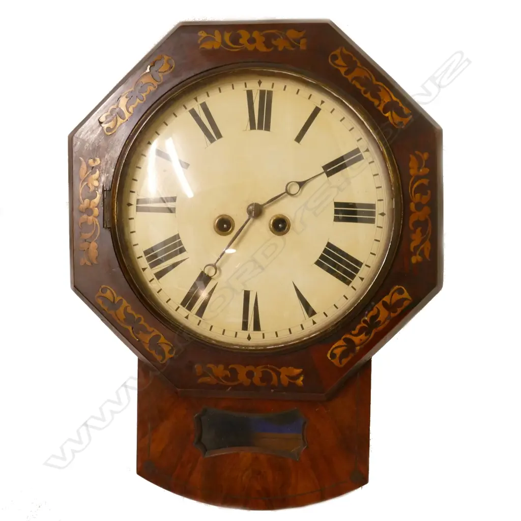 A 19thC rosewood drop dial wall clock Image 1++