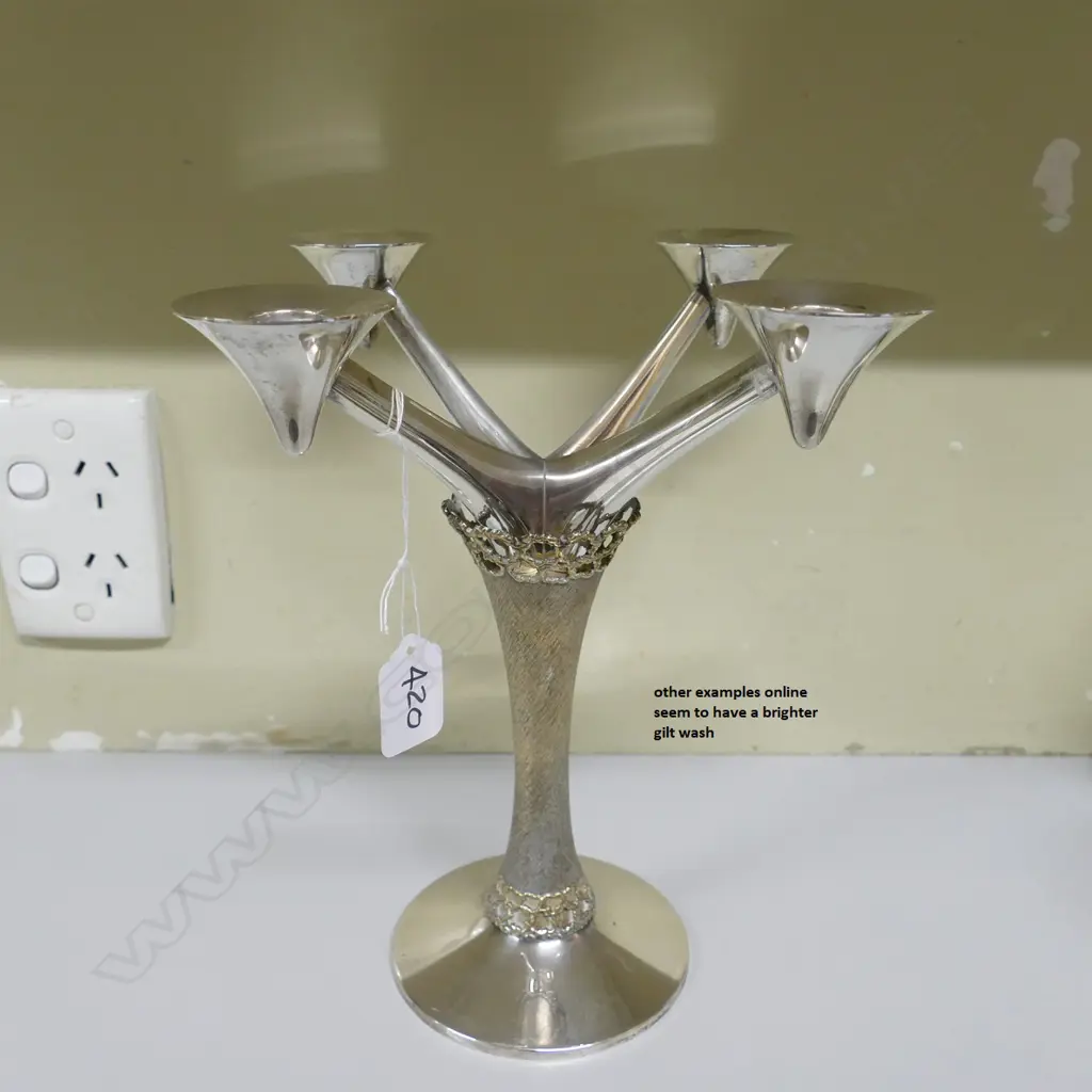 A Stuart Devlin silver and silver gilt four light candelabra Image 1++