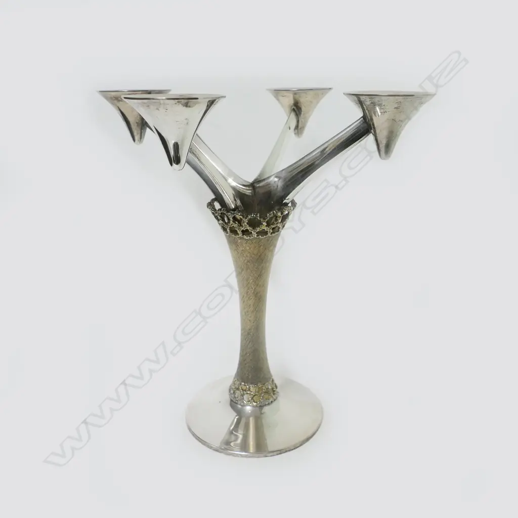 A Stuart Devlin silver and silver gilt four light candelabra Image 1++