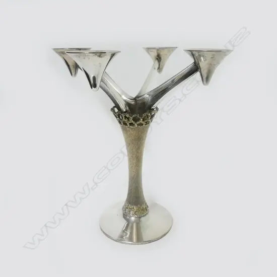 A Stuart Devlin silver and silver gilt four light candelabra