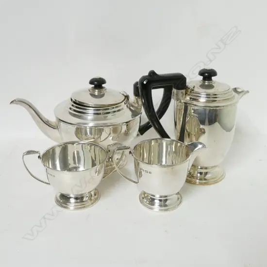 A 1930s silver Art Deco four-piece tea service