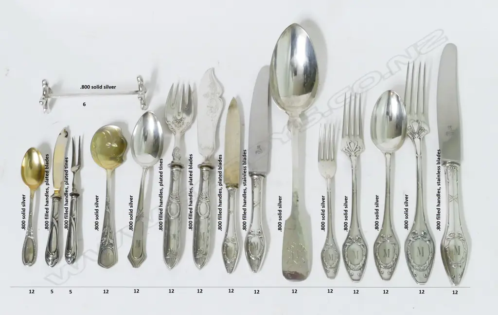 A large harlequin set of German .800 silver cutlery Image 1++