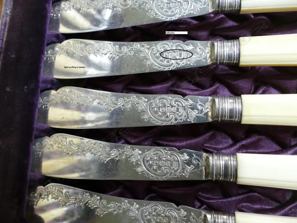 A Victorian silver and ivory handled 12 place fish service canteen Image 1++