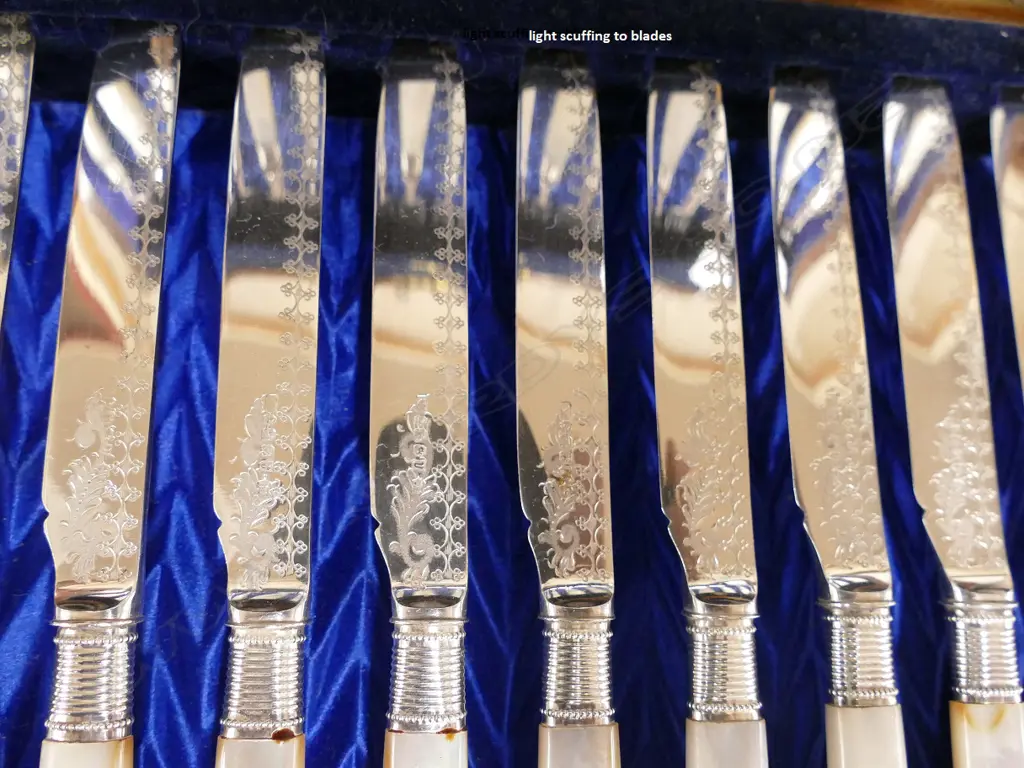 A box set of 12 Victorian fruit knives and forks Image 1++