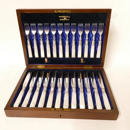 A box set of 12 Victorian fruit knives and forks