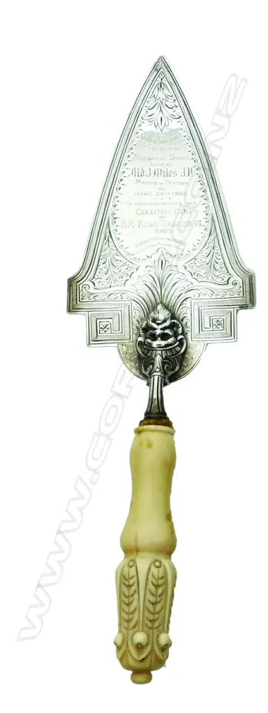 A Victorian 1878 silver and ivory presentation trowel Image 1++