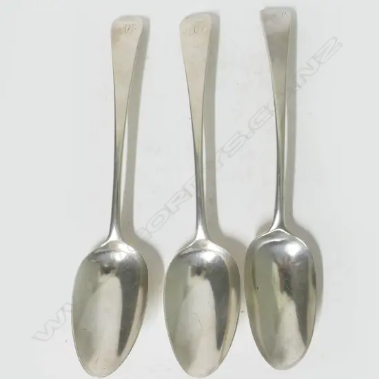 Three Georgian Old English pattern silver tablespoons