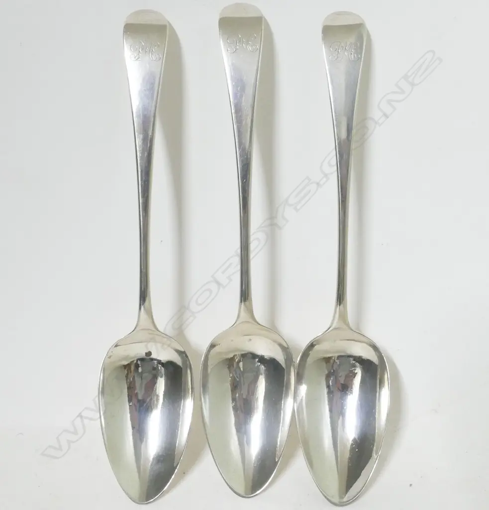 Three George III silver tablespoons Image 1++