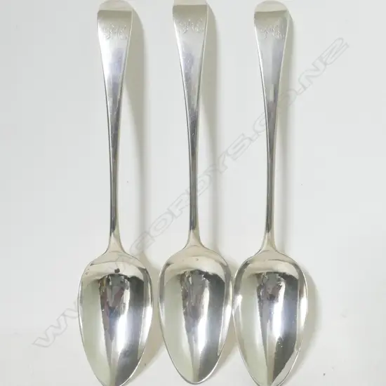 Three George III silver tablespoons
