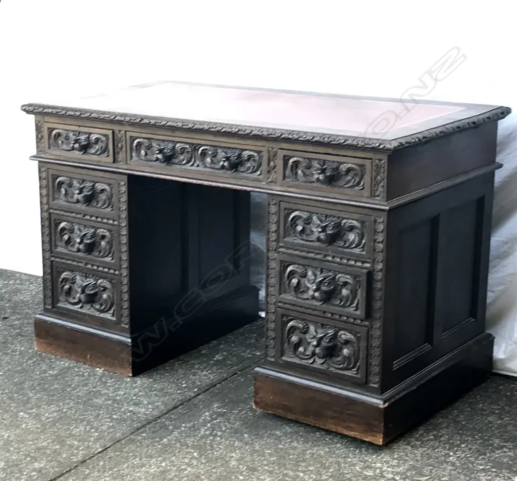 A Victorian oak pedestal desk Image 1++