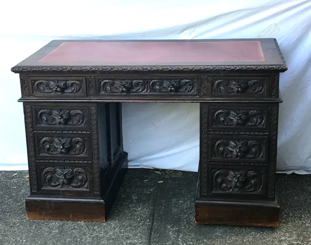 A Victorian oak pedestal desk Image 1++
