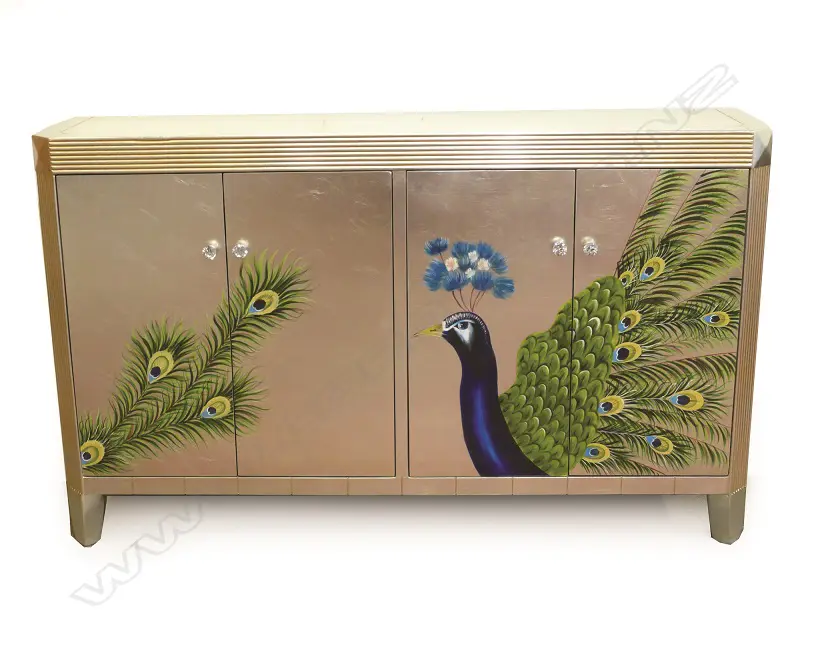 A decorative modern side cabinet with silvered finish Image 1++
