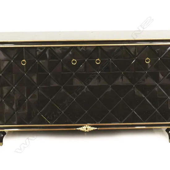 A modern high gloss black lacquer side cabinet