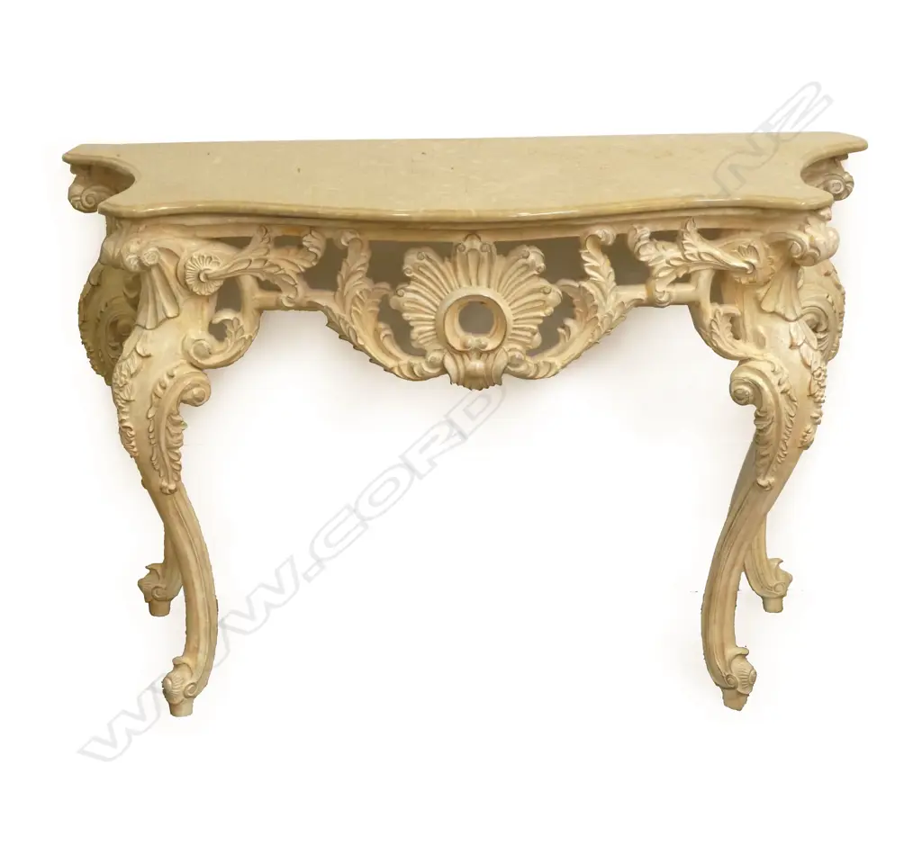 A decorative French style console table with marble top Image 1++