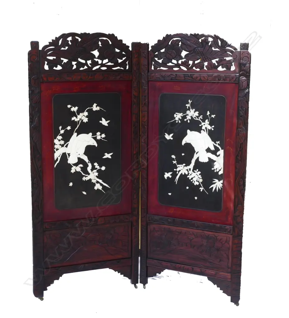 A late 19thC Japanese two-fold screen Image 1++