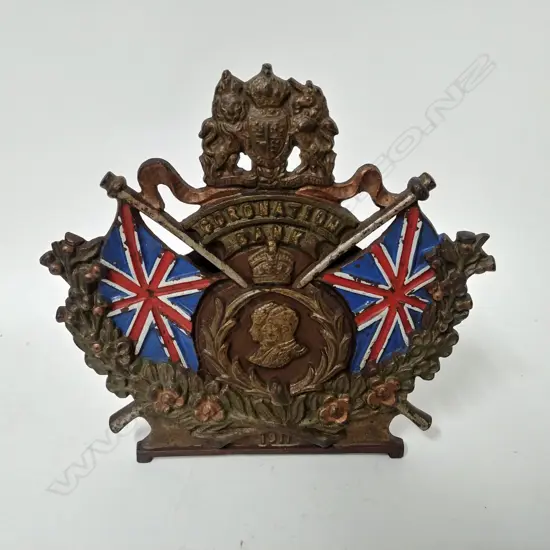 A vintage cast iron money bank