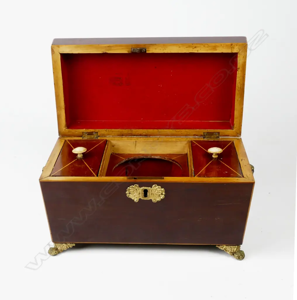 A Regency mahogany sarcophagus shape tea caddy Image 1++