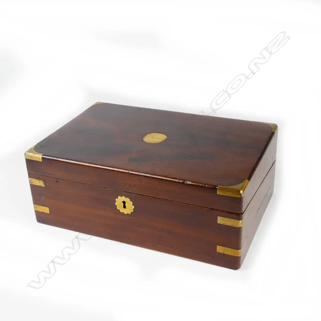 A Victorian brass bound mahogany writing box Image 1++