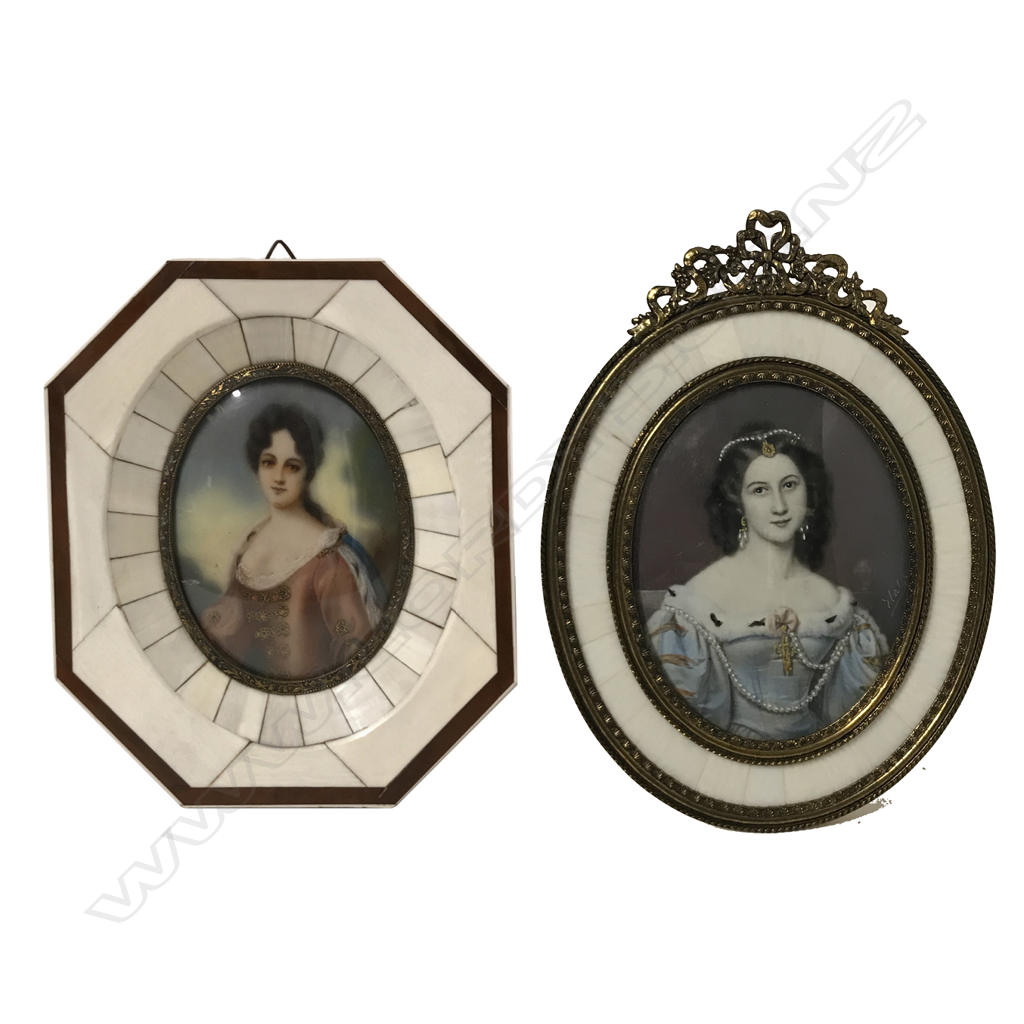 Two portrait miniatures of women Image 1++